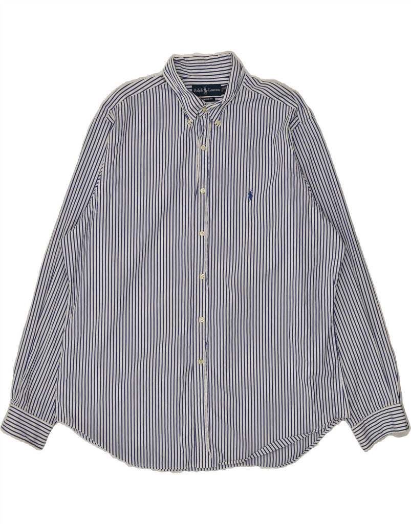 RALPH LAUREN Mens Classic Fit Shirt Size 17 1/2 XL Blue Striped Cotton | Vintage Ralph Lauren | Thrift | Second-Hand Ralph Lauren | Used Clothing | Messina Hembry 