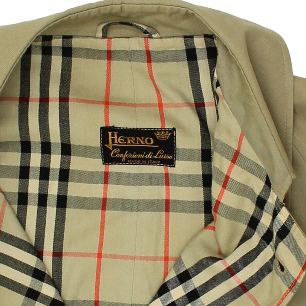 Herno Mens Long Beige Overcoat | Vintage High End Designer Trench Coat Mac VTG | Vintage Messina Hembry | Thrift | Second-Hand Messina Hembry | Used Clothing | Messina Hembry 