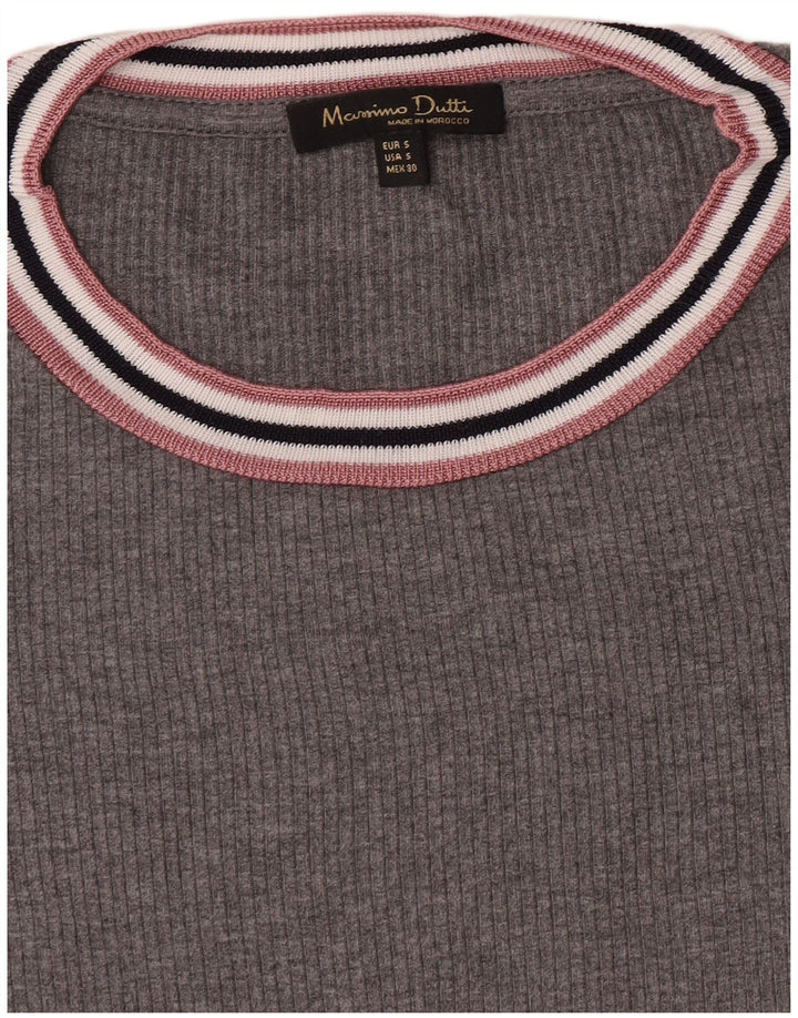 Massimo Dutti Womens T-Shirt Top UK 10 Small Grey