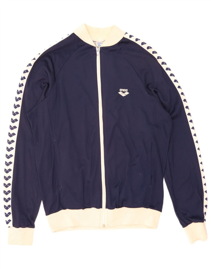 Arena Mens Graphic Tracksuit Top Jacket Medium Navy Blue Colourblock