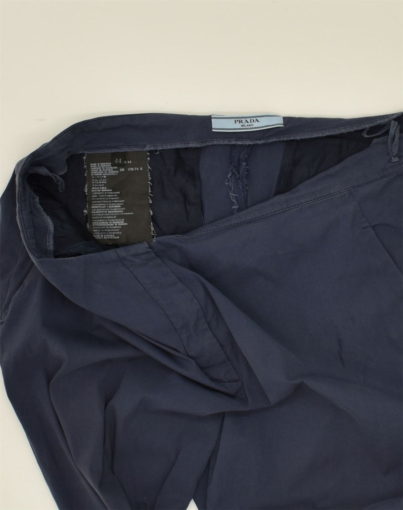 PRADA Womens Straight Chino Trousers IT 44 Medium W32 L25 Navy Blue Cotton | Vintage Prada | Thrift | Second-Hand Prada | Used Clothing | Messina Hembry 