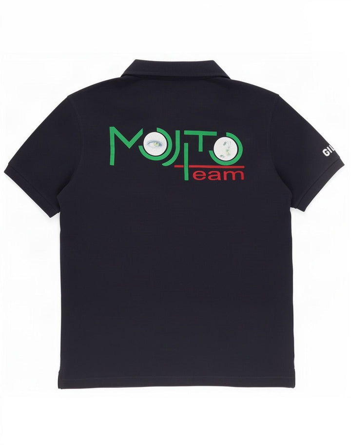 Slam Mens Graphic Polo Shirt Medium Navy Blue Polyamide