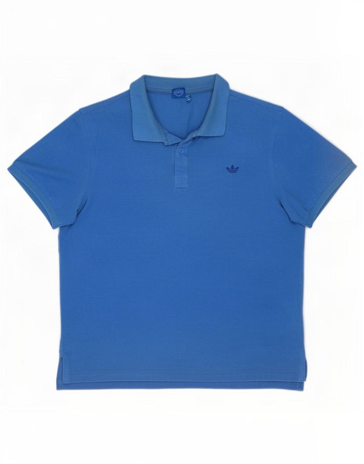 Adidas Mens Polo Shirt Large Blue Cotton
