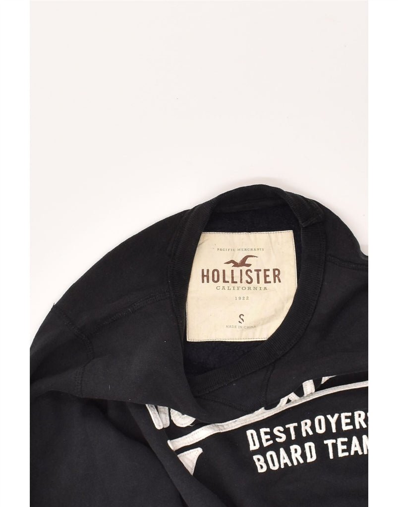 HOLLISTER Mens Graphic Sweatshirt Jumper Small Black Cotton | Vintage Hollister | Thrift | Second-Hand Hollister | Used Clothing | Messina Hembry 