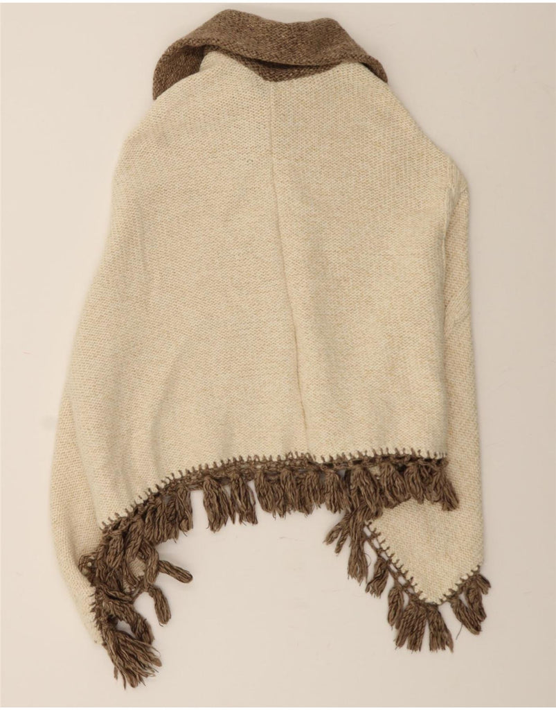 VINTAGE Womens Poncho Jumper One Size Beige Wool Vintage Vintage and Second-Hand Vintage from Messina Hembry 