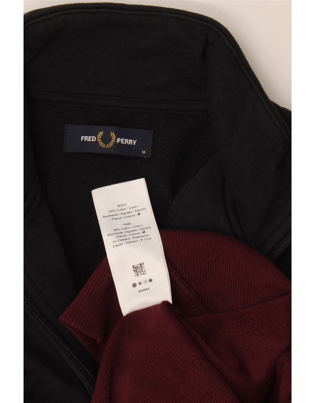 Fred Perry Mens Zip Neck Sweatshirt Jumper Medium Multicoloured Colourblock