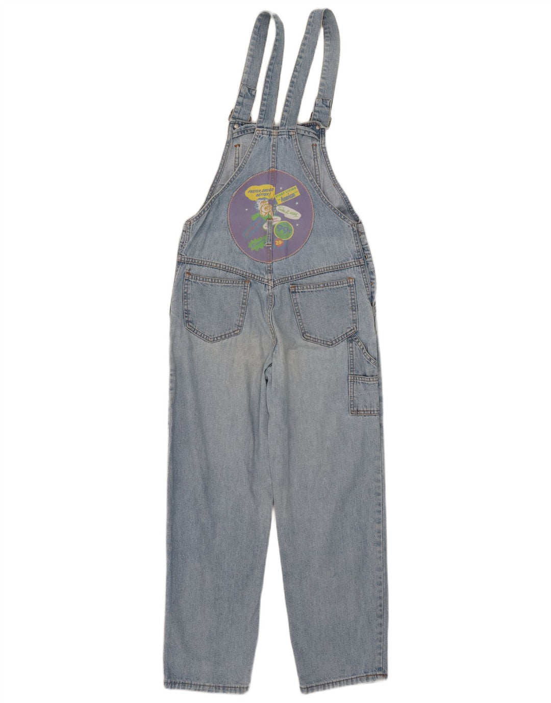 Vintage Womens Graphic Dungarees Straight Jeans EU 38 Medium  Blue Cotton