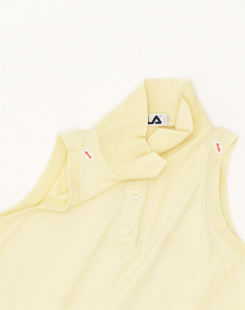 FILA Womens Sleeveless Polo Shirt IT 42 Medium Yellow Cotton | Vintage Fila | Thrift | Second-Hand Fila | Used Clothing | Messina Hembry 