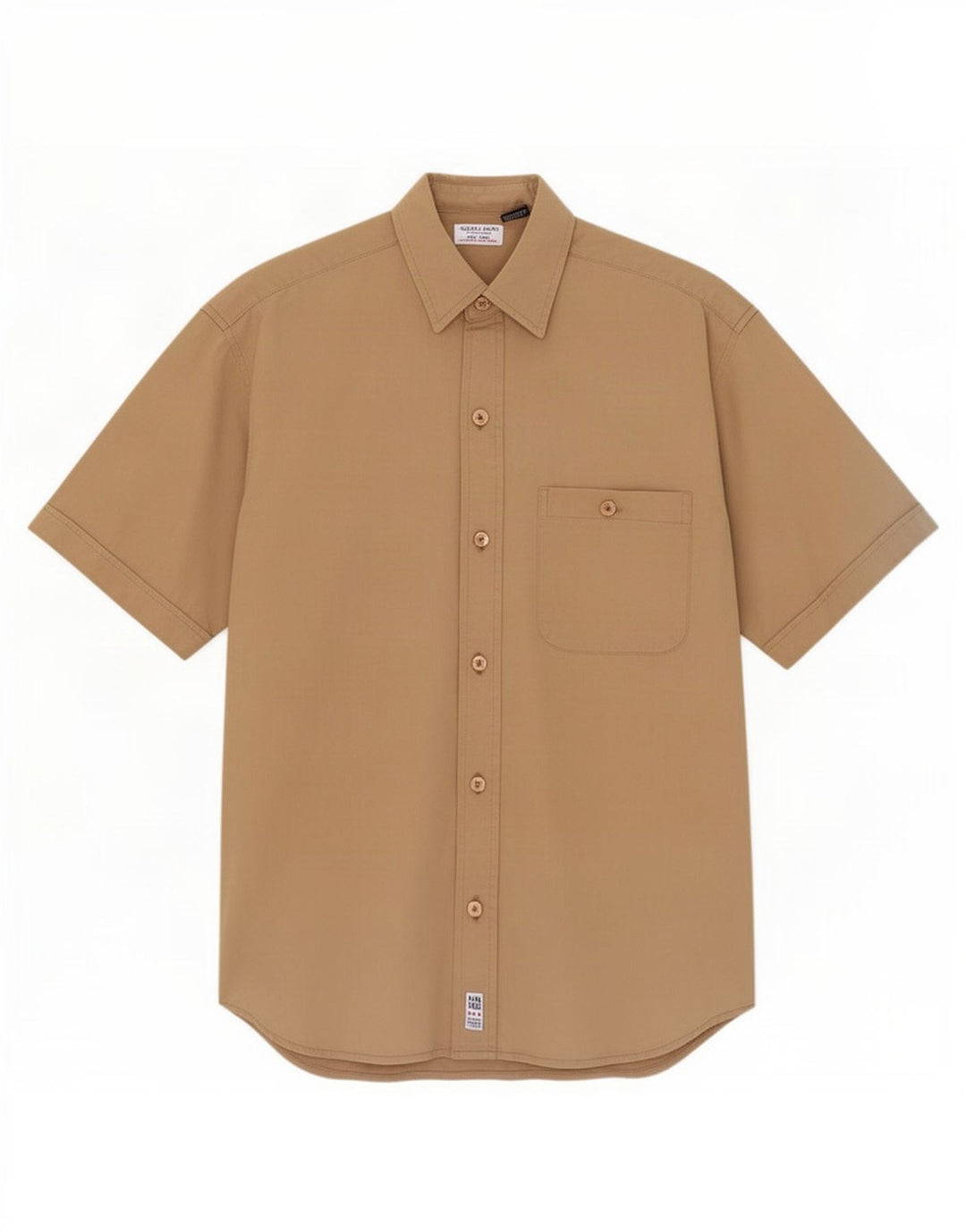 Guess Mens Short Sleeve Shirt Small Beige Cotton