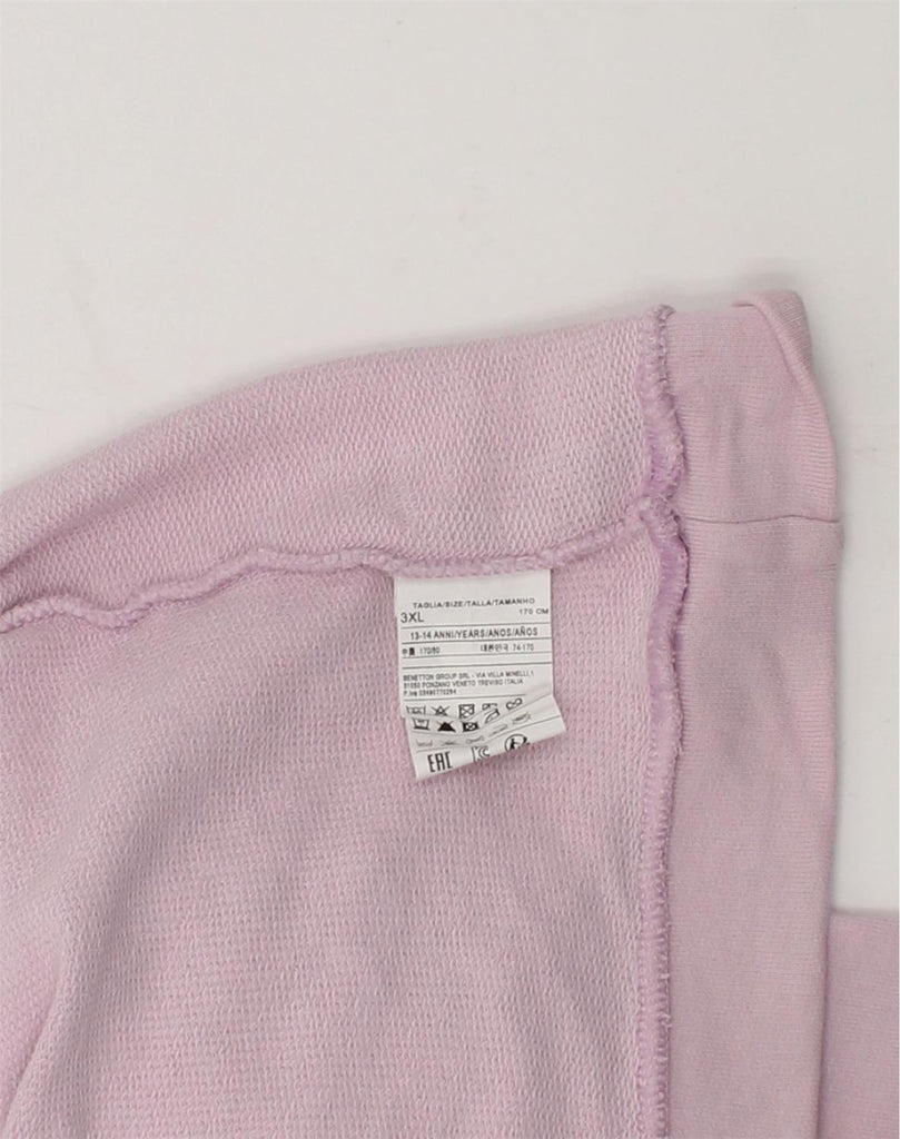 BENETTON Girls Graphic Sweatshirt Jumper 12-13 Years 3XL Pink Cotton | Vintage Benetton | Thrift | Second-Hand Benetton | Used Clothing | Messina Hembry 