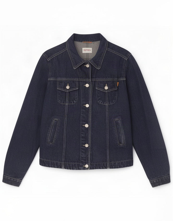 WITBOY Womens Denim Jacket UK 18 XL Navy Blue Cotton