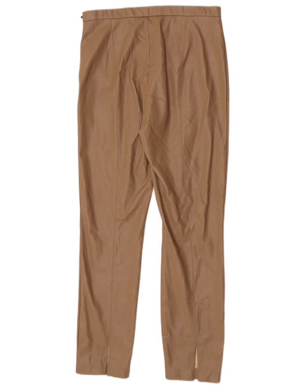 Zara Womens Slim Faux Leather Trousers Large W30 L28 Beige Polyurethane