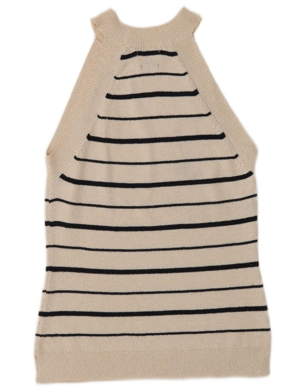 Massimo Dutti Womens Vest Tank Top UK 6 XS Off White Striped