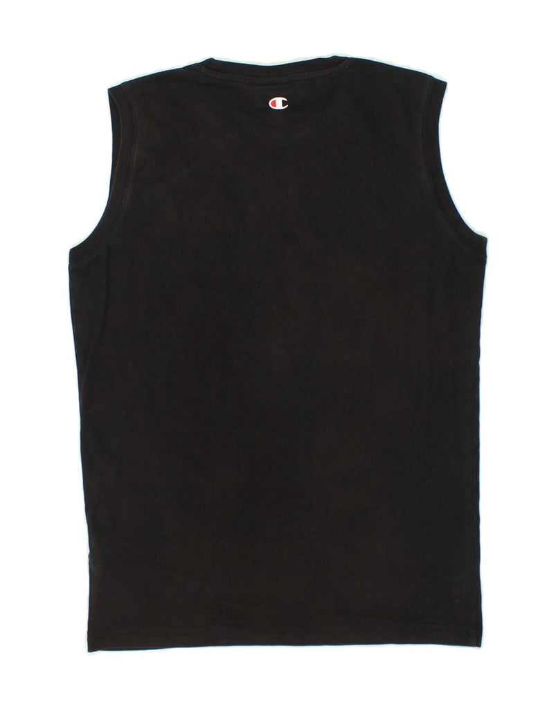 CHAMPION Boys Graphic Vest Top 11-12 Years Large Black Cotton | Vintage Champion | Thrift | Second-Hand Champion | Used Clothing | Messina Hembry 