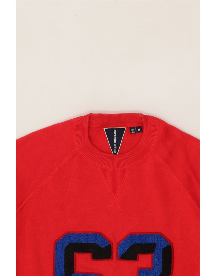 SUPERDRY Womens Graphic Sweatshirt Jumper UK 14 Medium Red Cotton Vintage Superdry and Second-Hand Superdry from Messina Hembry 