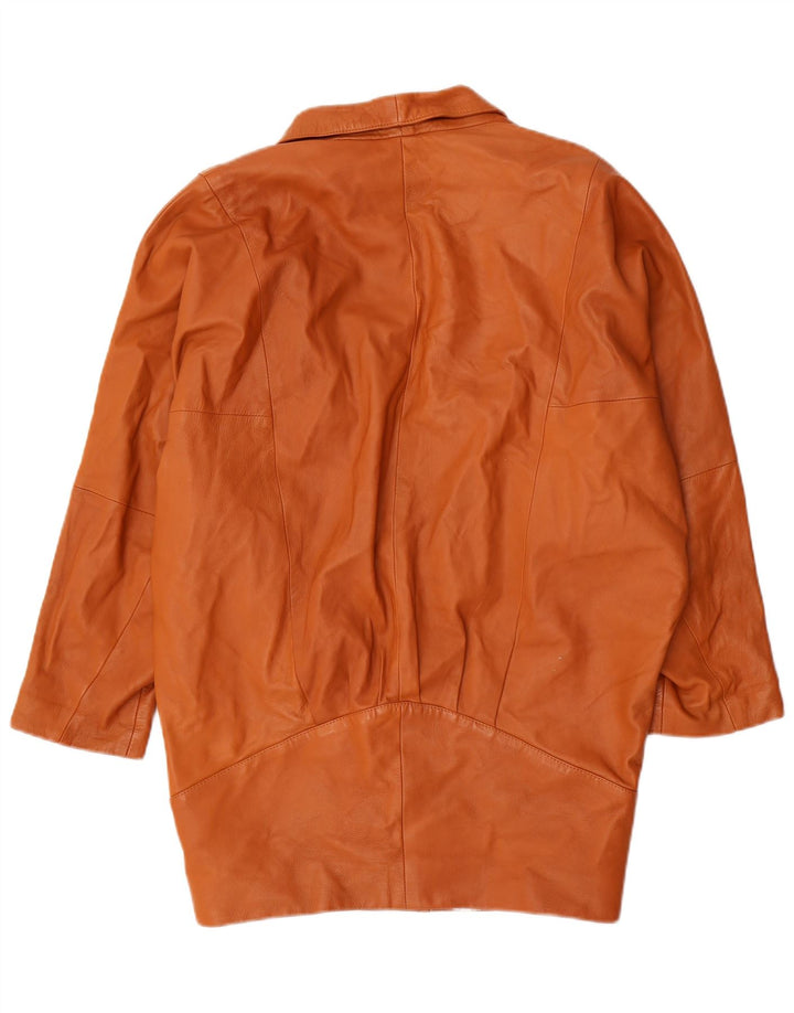 Vintage Womens Batwing Leather Coat EU 36 Small Brown