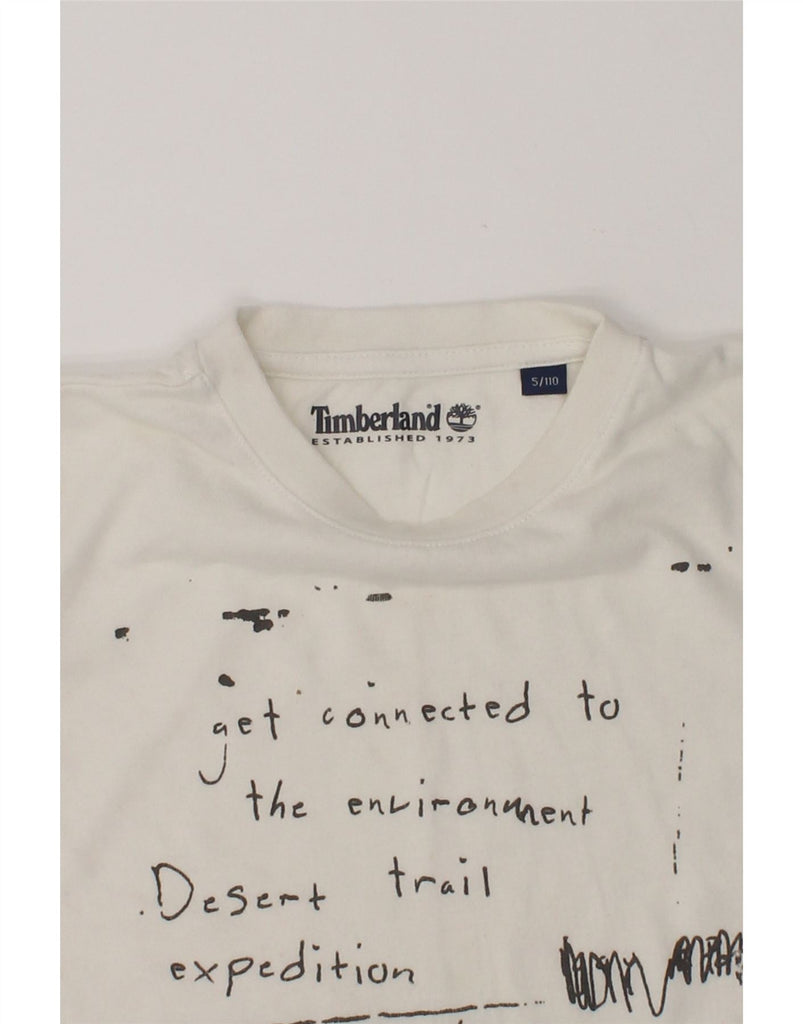 TIMBERLAND Boys Graphic T-Shirt Top 4-5 Years White Colourblock Cotton | Vintage Timberland | Thrift | Second-Hand Timberland | Used Clothing | Messina Hembry 