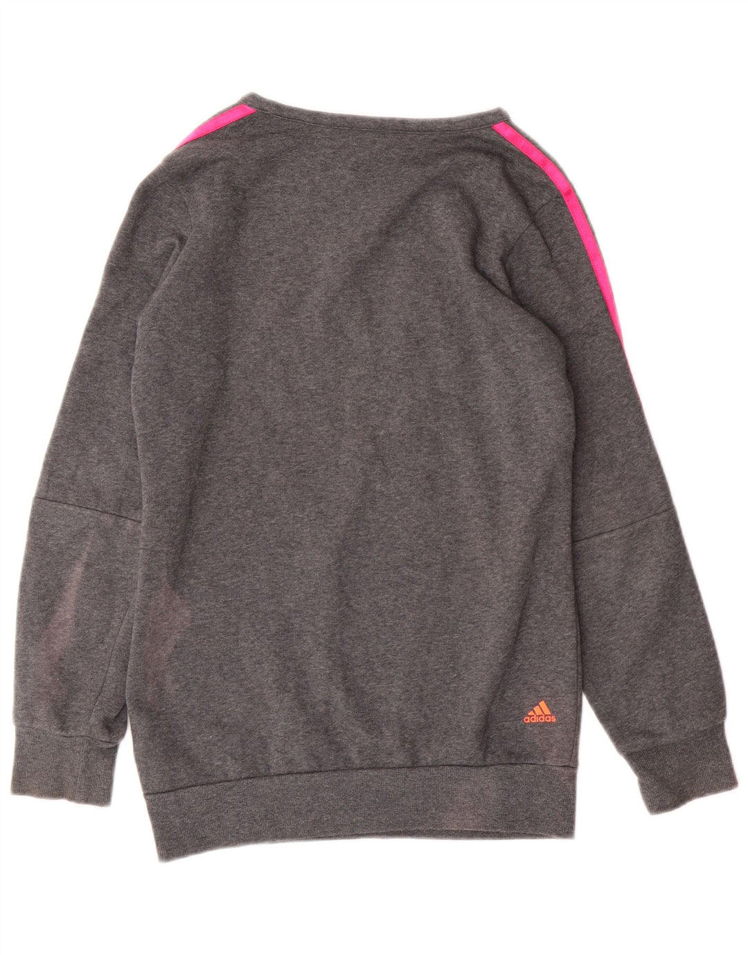ADIDAS Girls Graphic Sweatshirt Jumper 11-12 Years Grey Cotton
