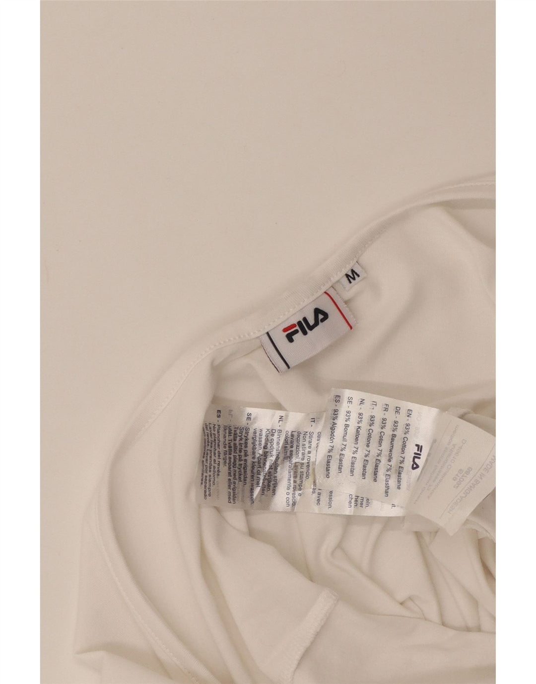 Fila Womens Graphic Long Sleeve Bodysuit UK 12 Medium Off White Cotton