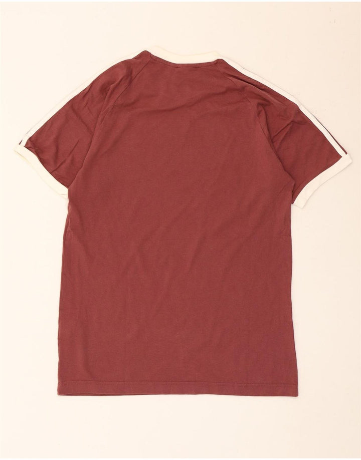 Adidas Mens T-Shirt Top Small Maroon Colourblock Cotton
