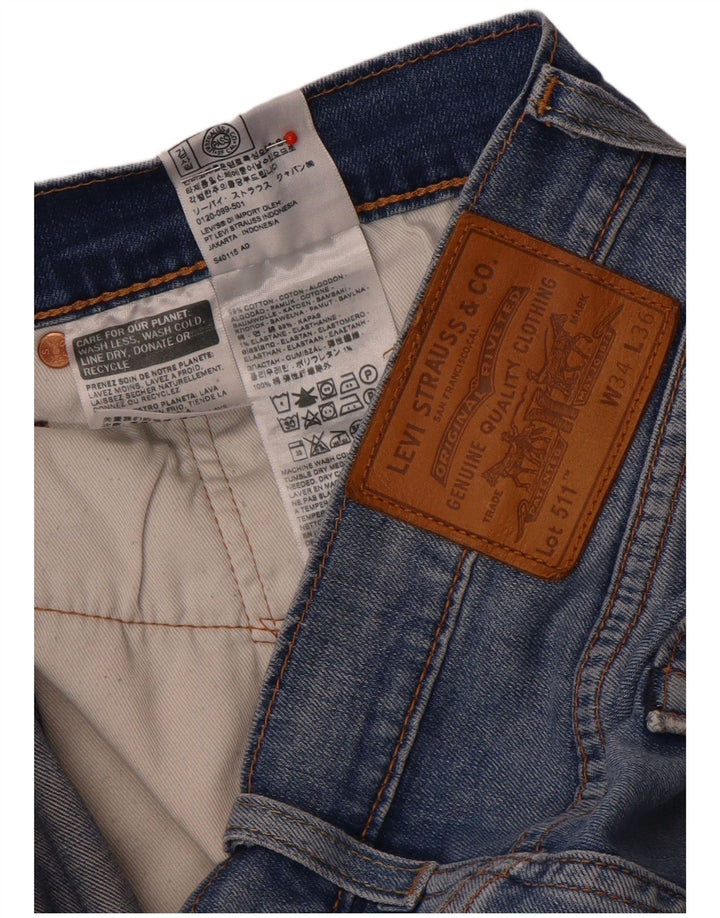Levi's Mens Distressed Slim Jeans W34 L32 Blue Cotton