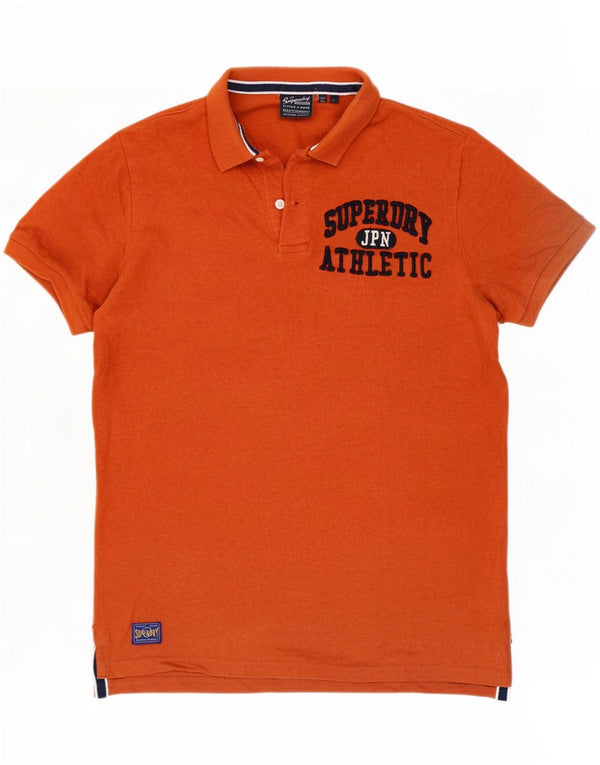 Superdry Mens Graphic Polo Shirt Large Orange Cotton