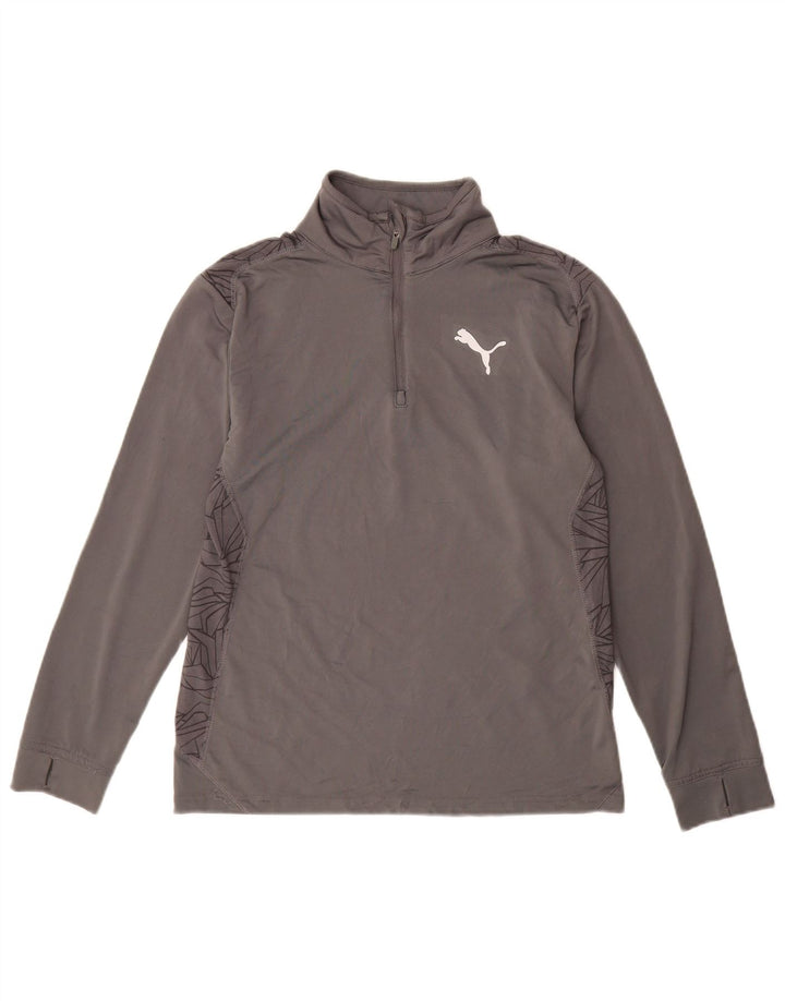 PUMA Boys Zip Neck Pullover Tracksuit Top 11-12 Years Large  Grey