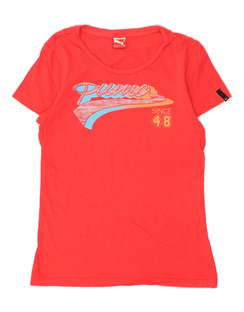 PUMA Womens Graphic T-Shirt Top UK 12 Medium Red | Vintage Puma | Thrift | Second-Hand Puma | Used Clothing | Messina Hembry 
