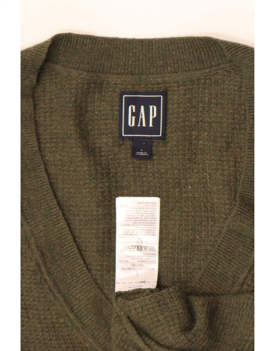 Gap Womens V-Neck Jumper Sweater UK 16 Large Khaki Nylon