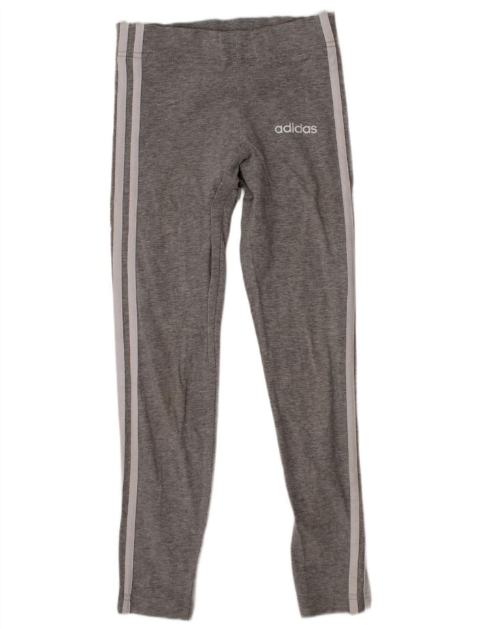 ADIDAS Girls Leggings 9-10 Years  Grey Cotton