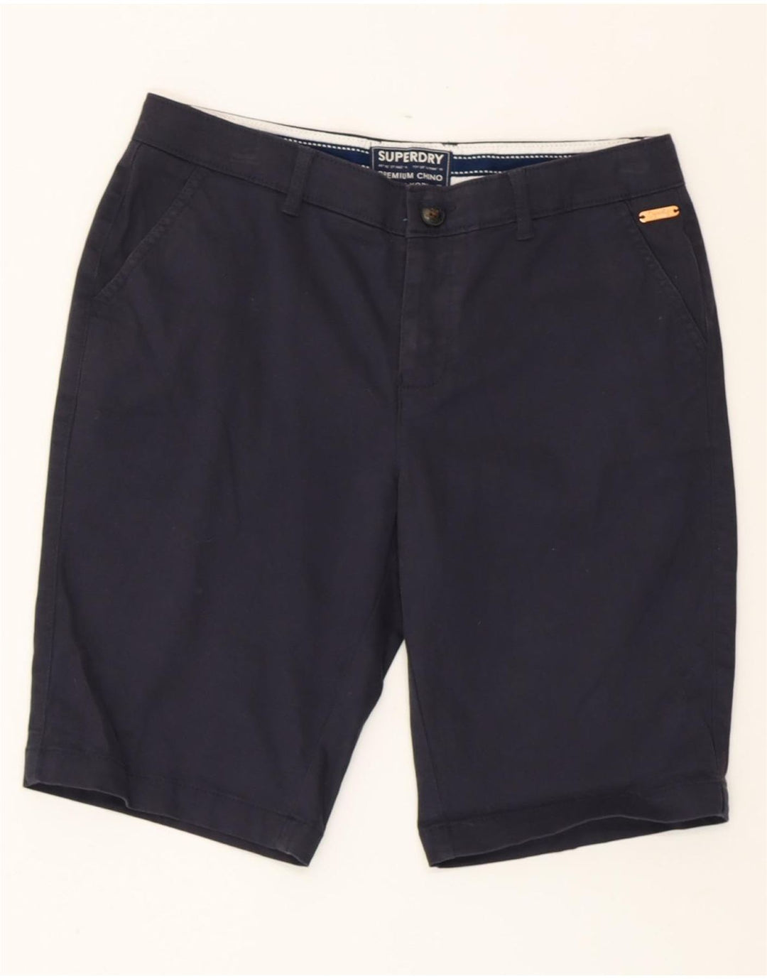 SUPERDRY Womens Chino Shorts UK 10 Small W30  Navy Blue Cotton