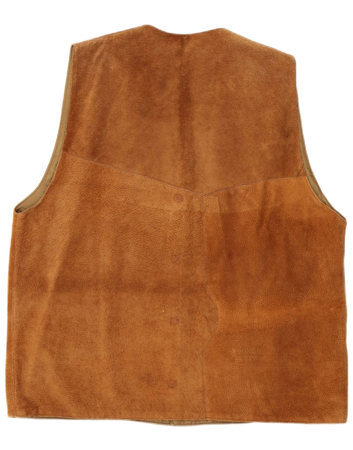 Vintage Mens Suede Waistcoat XL Brown
