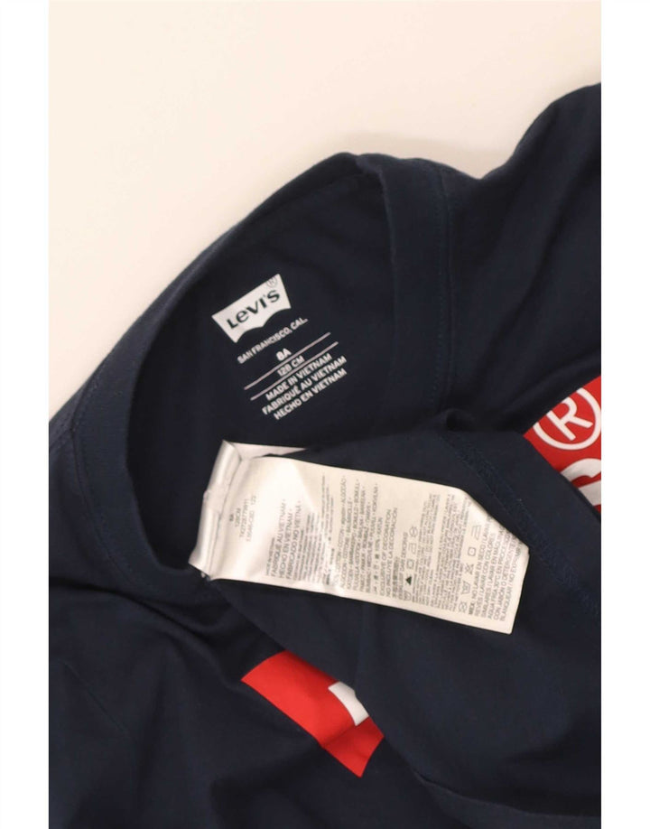 Levi's Boys Graphic Top Long Sleeve 7-8 Years Navy Blue Cotton