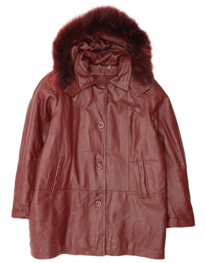Privilegi Womens Hooded Oversized Coat IT 42 Medium Burgundy