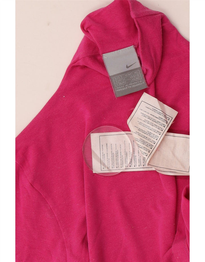 Nike Womens Top Long Sleeve UK 8/10 Small Pink Cotton