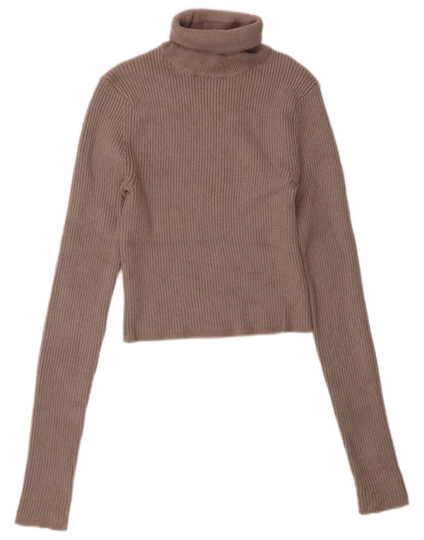 Zara Womens Crop Roll Neck Jumper Sweater UK 10 Small Grey Viscose