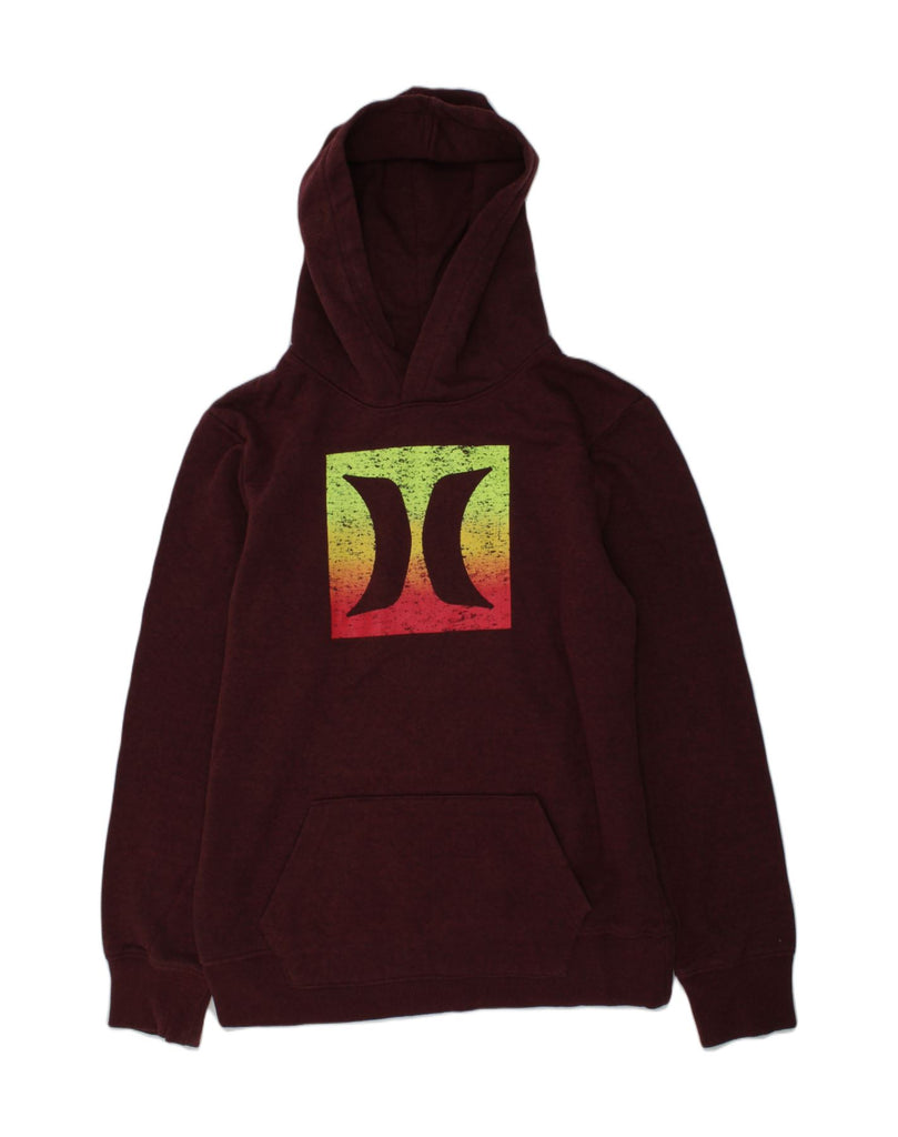 HURLEY Boys Graphic Hoodie Jumper 14-15 Years Maroon Cotton | Vintage Hurley | Thrift | Second-Hand Hurley | Used Clothing | Messina Hembry 