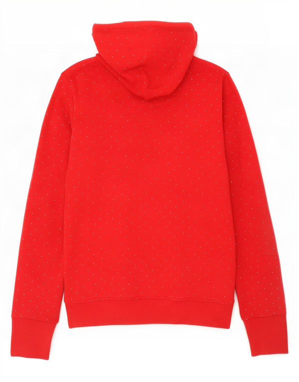 Superdry Womens Graphic Hoodie Jumper UK 12 Medium Red Spotted Cotton