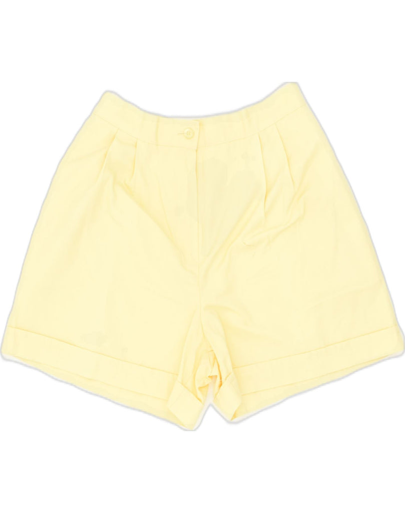 COSMOS Womens High Waist Casual Shorts UK 12 Medium W27 Yellow Cotton | Vintage Cosmos | Thrift | Second-Hand Cosmos | Used Clothing | Messina Hembry 