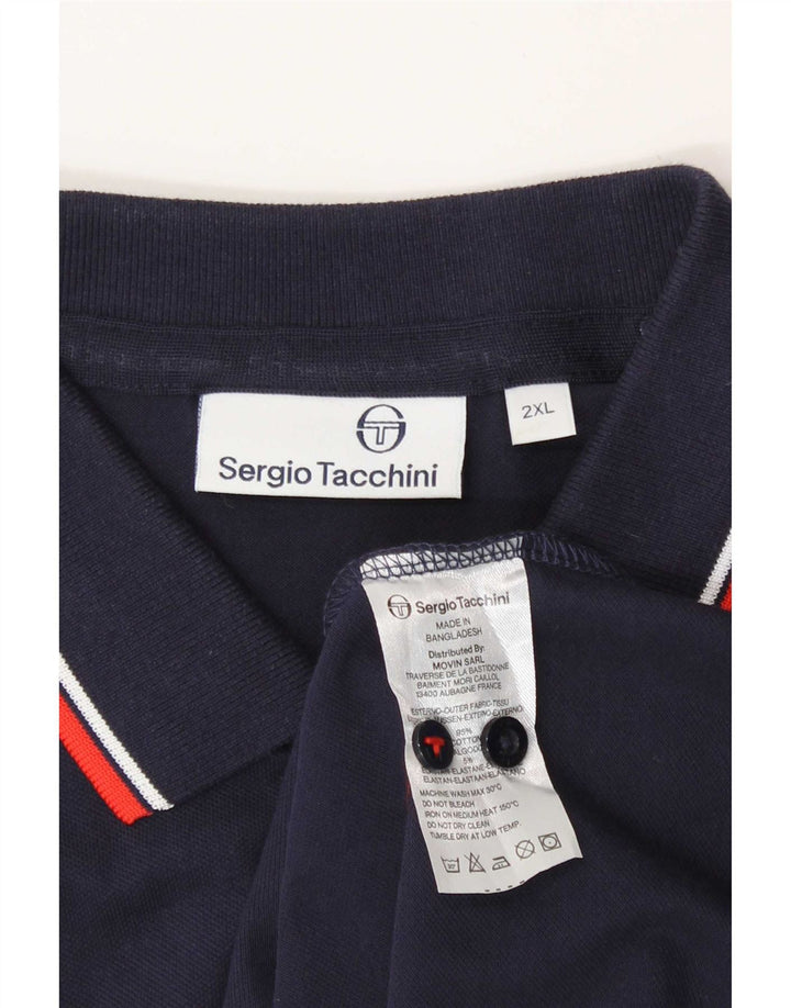 Sergio Tacchini Mens Polo Shirt 2XL Navy Blue Cotton