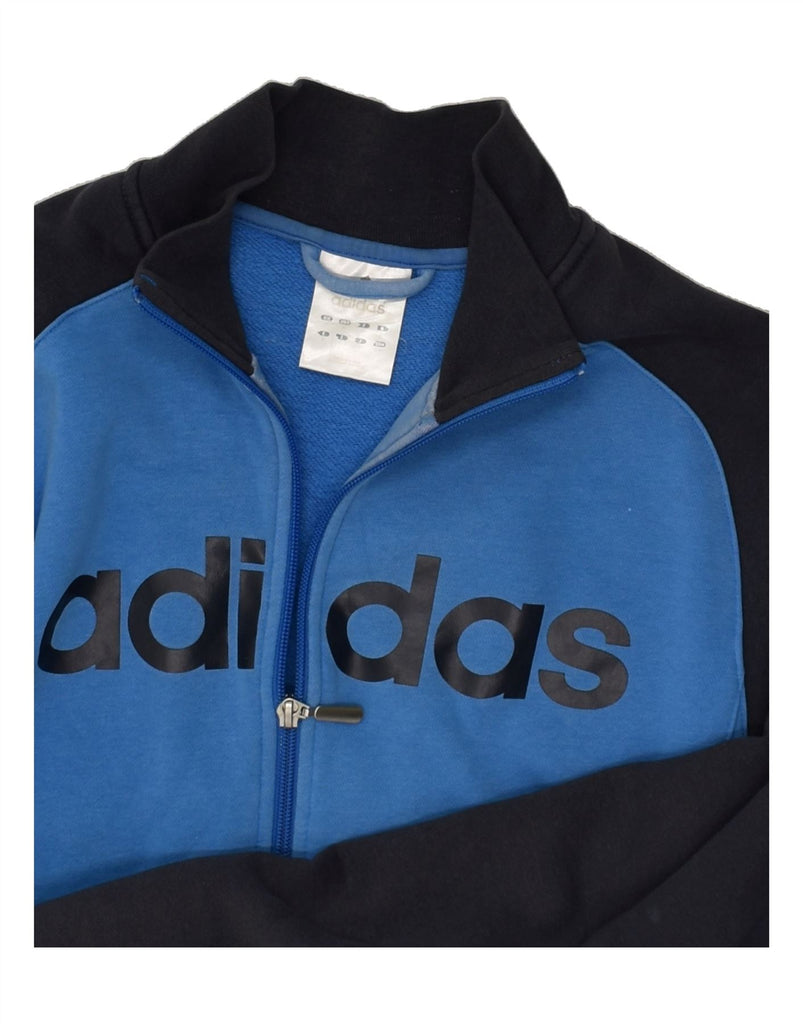 ADIDAS Womens Graphic Tracksuit Top Jacket UK 14 Medium Blue Cotton | Vintage Adidas | Thrift | Second-Hand Adidas | Used Clothing | Messina Hembry 