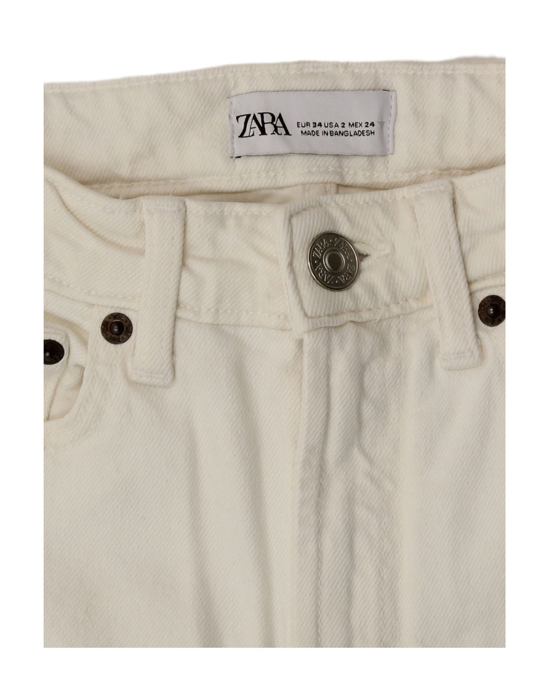 Zara Womens Bootcut Jeans EU 34 2XS W24 L29 White Cotton