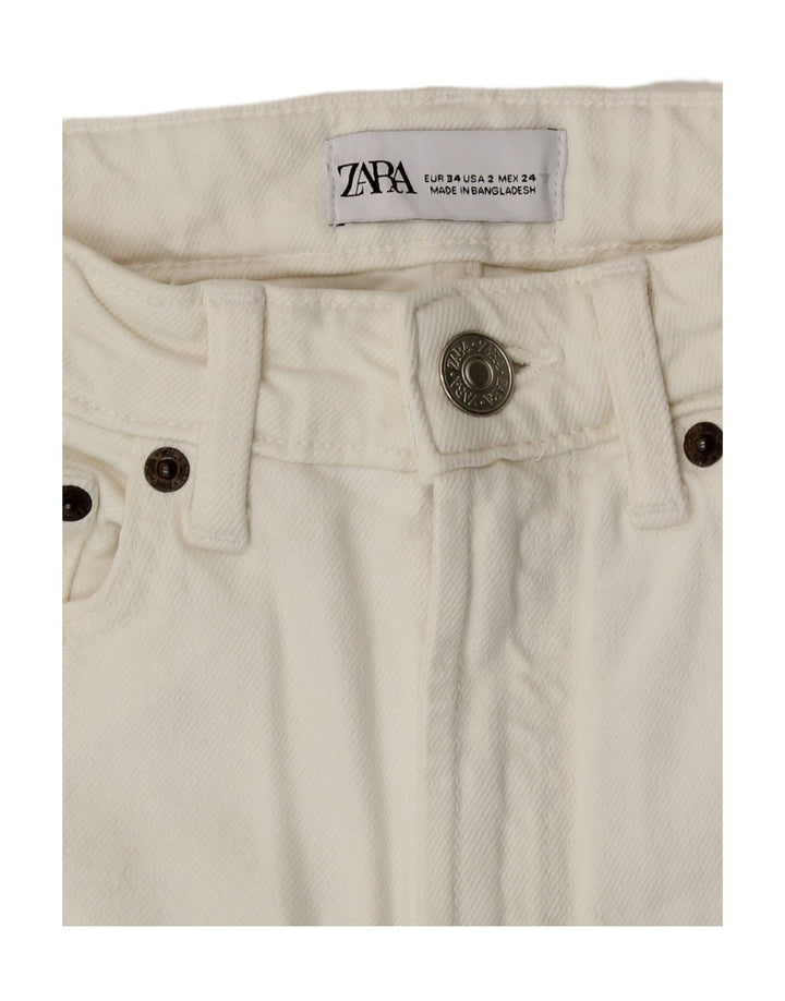 Zara Womens Bootcut Jeans EU 34 2XS W24 L29 White Cotton
