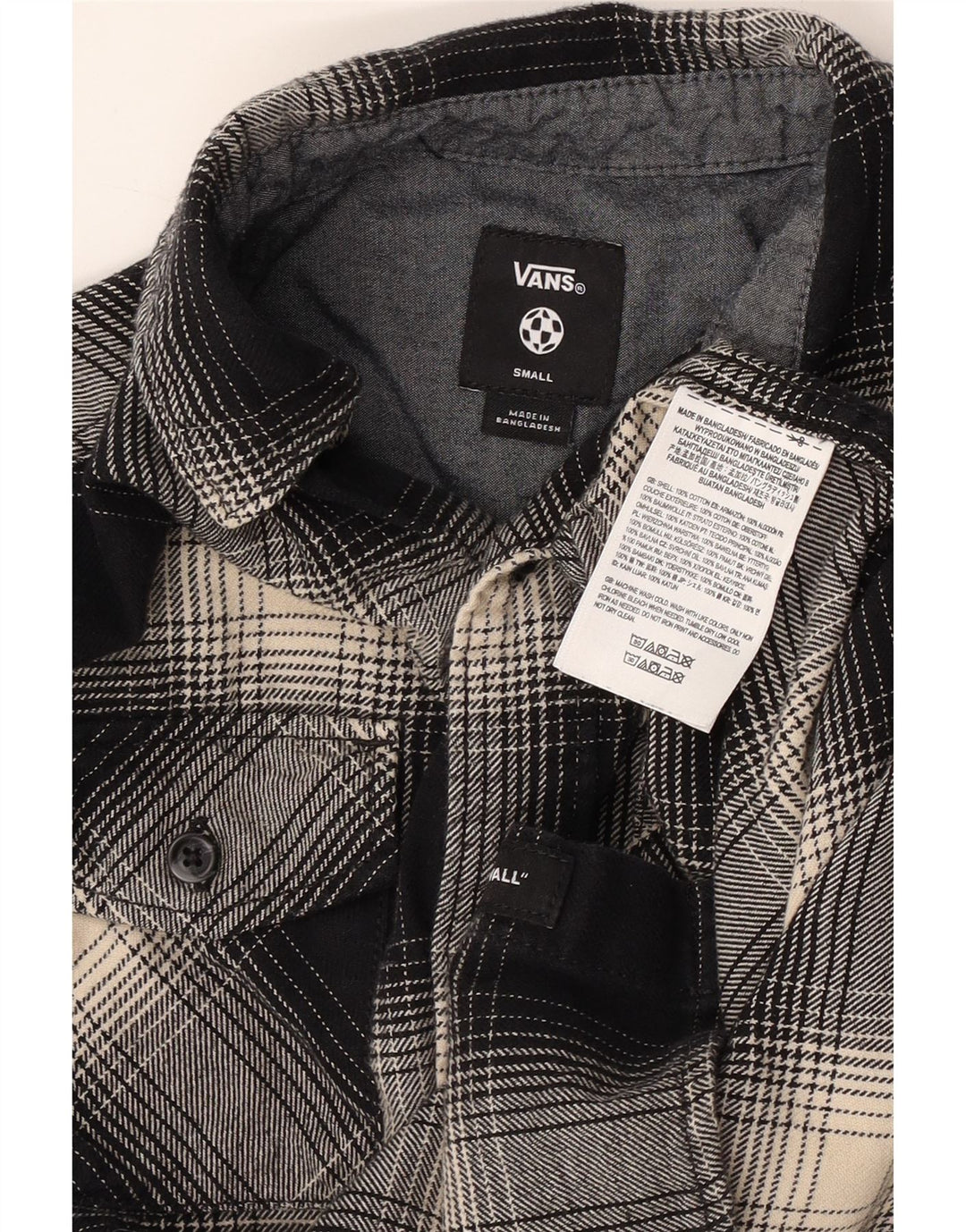 VANS Boys Flannel Shirt 8-9 Years Small Black Check Cotton