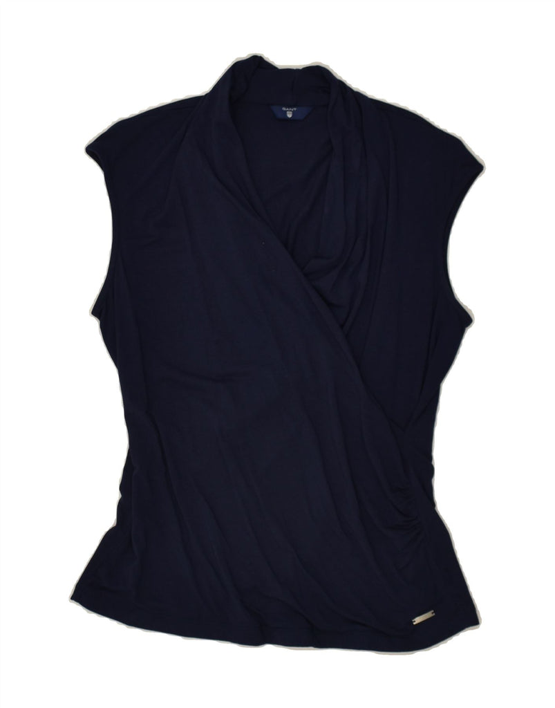 GANT Womens Sleeveless Blouse Top UK 12 Medium Navy Blue Modal | Vintage Gant | Thrift | Second-Hand Gant | Used Clothing | Messina Hembry 