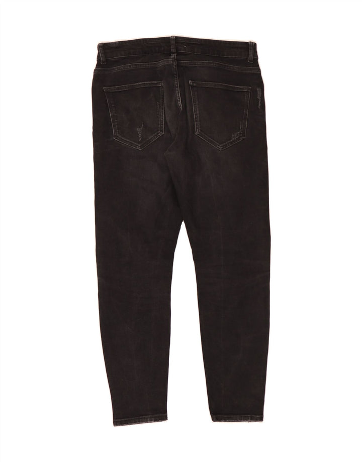 ZARA Womens Distressed Slim Jeans W34 L29  Black Cotton Vintage Zara and Second-Hand Zara from Messina Hembry 