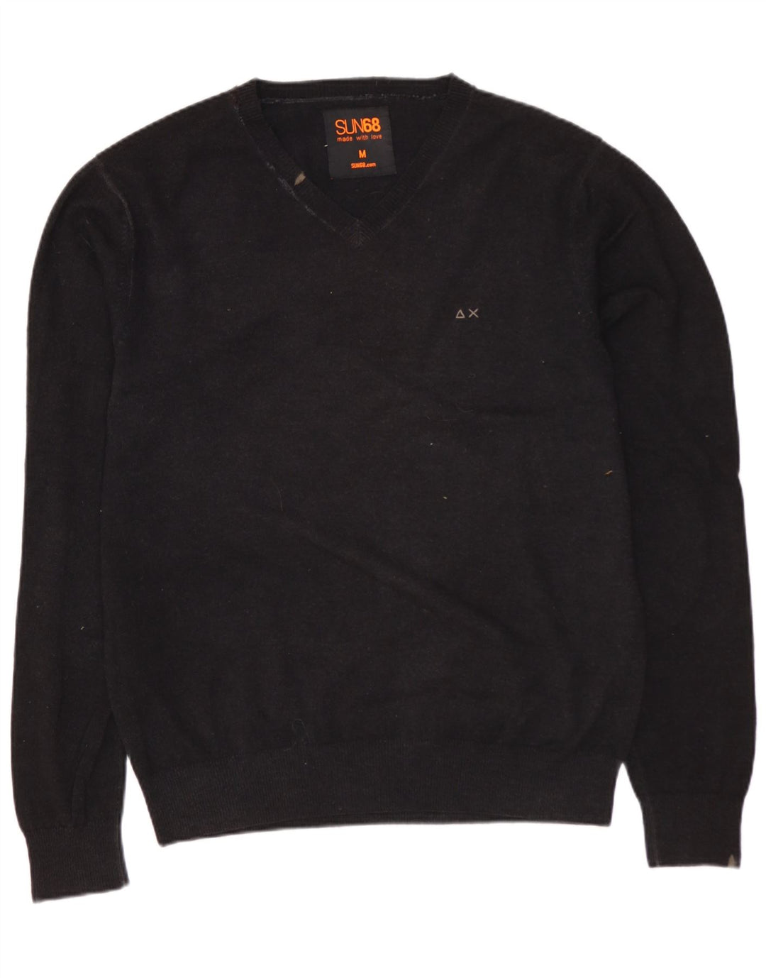 SUN68 Mens V-Neck Jumper Sweater Medium Grey Wool