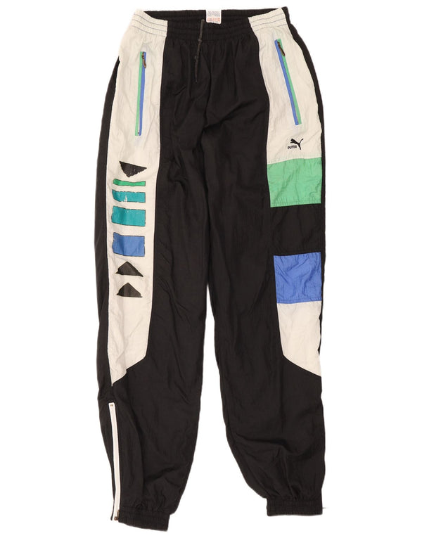 Puma Womens Tracksuit Trousers Joggers UK 12 Medium Black Colourblock