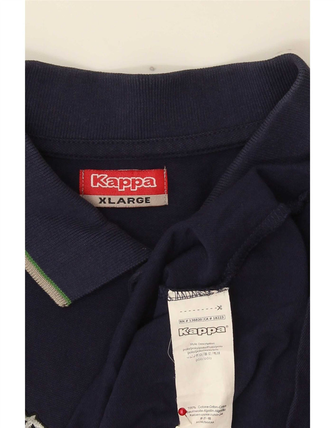 Kappa Mens Polo Shirt XL Navy Blue Cotton