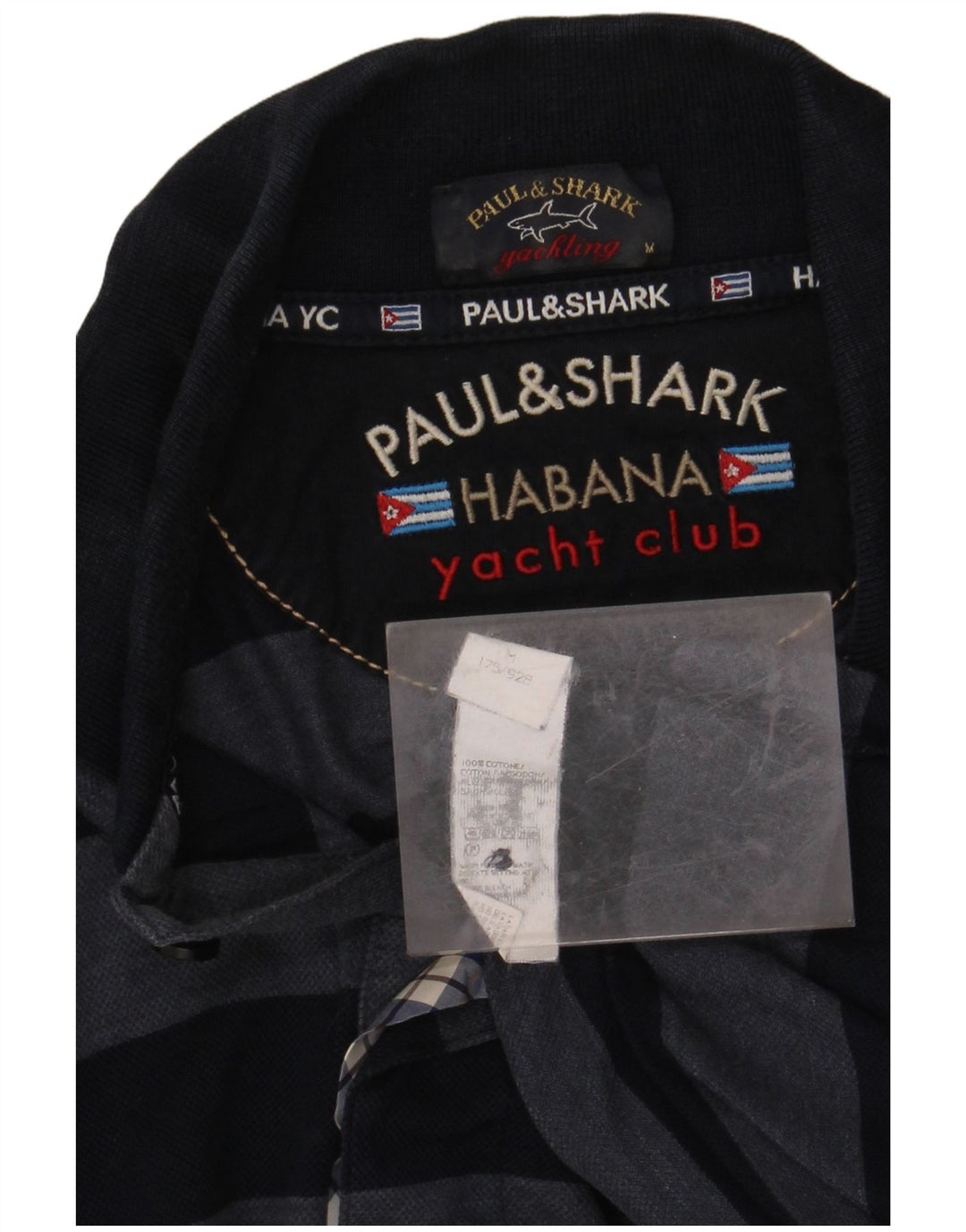 PAUL & SHARK Mens Yachting Polo Shirt Medium Navy Blue Striped Cotton